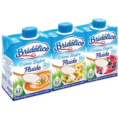 Bridélice Crème 12% Mg Légère Fluide UHT, 3X20cl