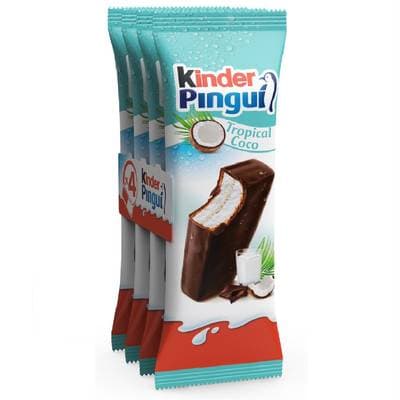 Kinder Pingui Genoise fourrée au lait et coco, 4x120g
