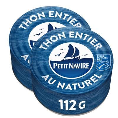 Petit Navire Thon entier au naturel, Lot de 2x112g