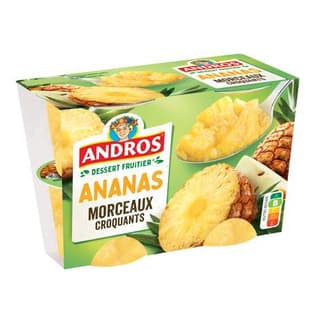 Andros Dessert fruitier avec morceaux ananas, 4x100g