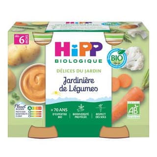 Hipp - Délices du Jardin Jardinière de Légumes Bio Pot Bébé Dès 6 mois, 2x190g