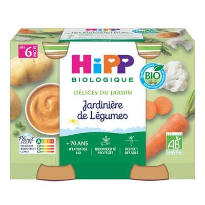 Hipp - Délices du Jardin Jardinière de Légumes Bio Pot Bébé Dès 6 mois, 2x190g