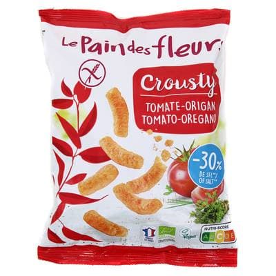 Le pain des fleurs Crousty apéritif Tomate Origan bio, 75g