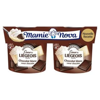 Mamie Nova Coeur de liègeois 3 Chocolats, 2x120g