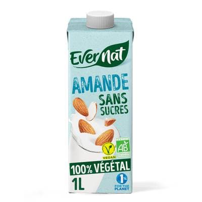 Evernat Douceur amande sans sucre bio, 1L