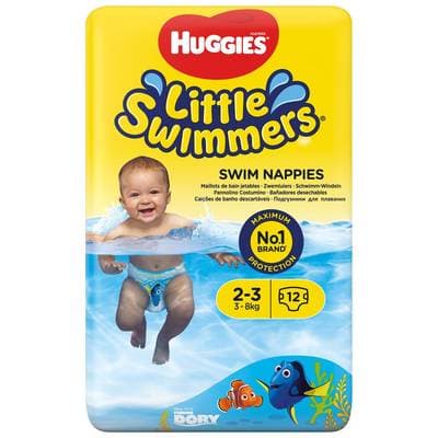Huggies Couches maillot de bain Little Swimmers 3-8kg T2/3, 12 pièces