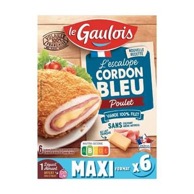 Le Gaulois L'escalope cordon bleu de poulet, 6x100g