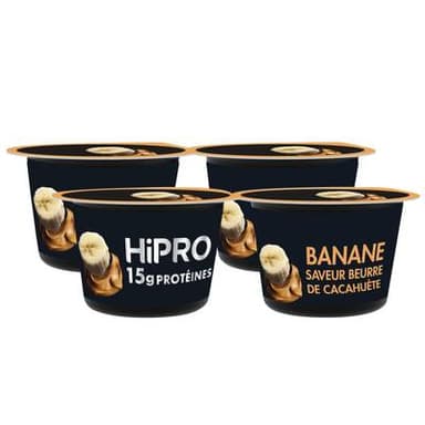 HiPRO Yaourt banane beurre cacahuète protéiné 0% mg, Lot de 2 - 2x160g