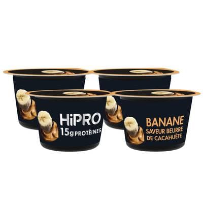 HiPRO Yaourt banane beurre cacahuète protéiné 0% mg, Lot de 2 - 2x160g