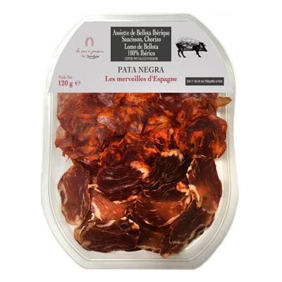 Les Merveilles d'Espagne Assiette de Charcuterie Ibérique Pata Negra, 120g
