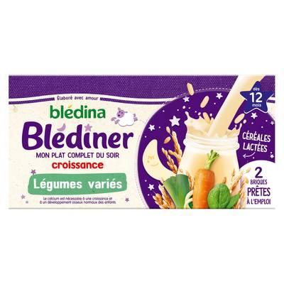 Blédina - Blédîner - Céréales lactées et légumes variés Brique Bébé Dès 12 mois