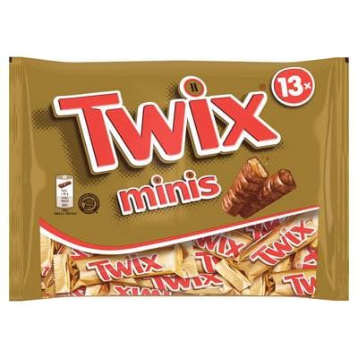 Twix Mini barres chocolatées au biscuit recouvert de caramel, 275g