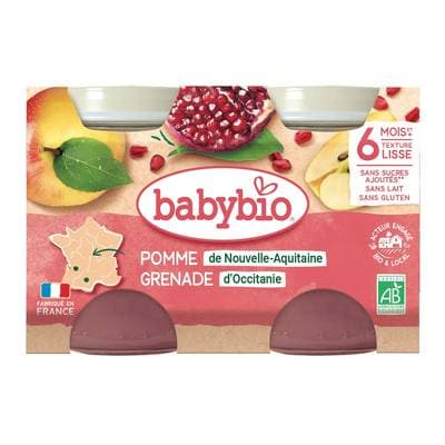 Babybio Pomme Grenade bio Pot Bébé dès 6 mois, 2x130g