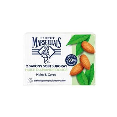 Le Petit Marseillais Savon Soin Surgras à l'Huile d'Amande Douce, 2 x 100G