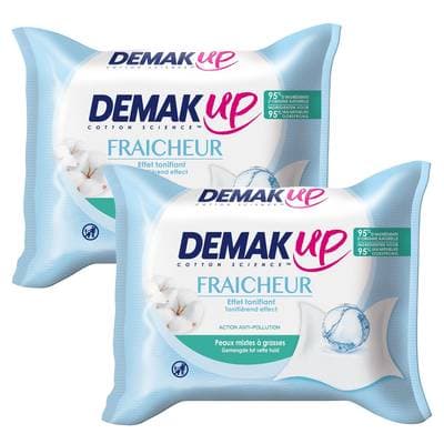 Demak Up Lingettes sensation à l'eau démaquillante, Lot de 2x25 lingettes