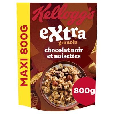Kellogg's Céréales Extra chocolat noir noisettes, 800g