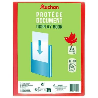 Auchan Protège document souple A4 21x29,7cm, 60 vues
