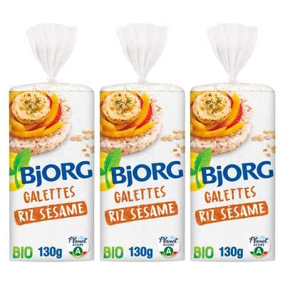 Bjorg Galettes de riz complet au sésame bio, Lot de 3x130g