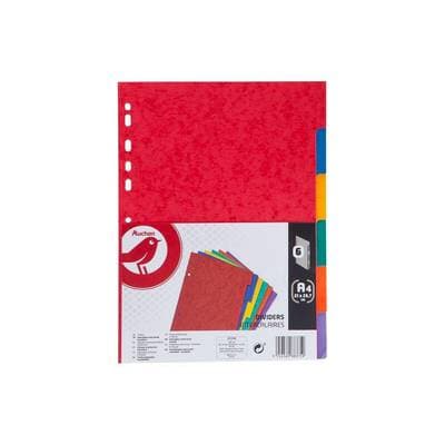 Auchan Intercalaires format A4 en carton 21x29.7cm, 6 intercalaires.