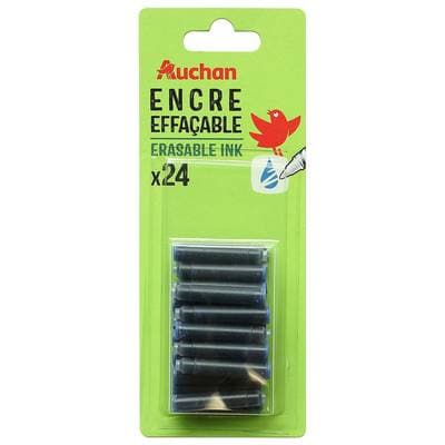 Auchan cartouches courtes d'encre bleue effaçable, 24 cartouches
