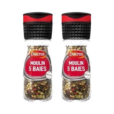 Ducros Moulin 5 baies n°5 Doux, Lot de 2x26g
