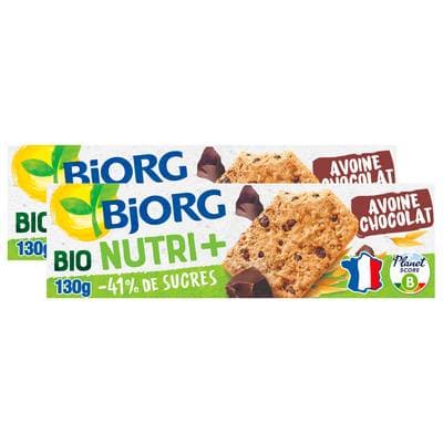 Bjorg Biscuits à l'avoine et aux pépites de chocolat bio Nutri+, Lot de 2x130g