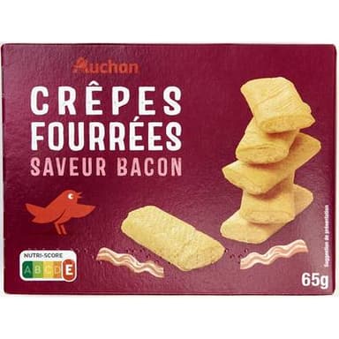 Auchan Mini crêpes dentelles salées fourrées saveur bacon, 65g