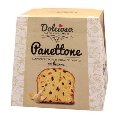 Dolcioso Panettone Raisins Secs et Ecorces d'Orange Confites pur Beurre, 500g