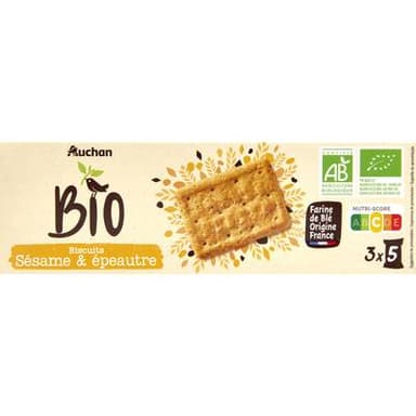 Auchan BIO Biscuits épeautre sésame bio, 150g