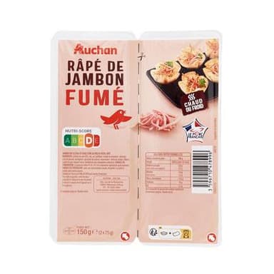 Auchan Râpé de Jambon Fumé, 2x75g