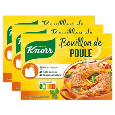 Knorr Bouillon Cube Poule - 15 Cubes, Lot de 3 - 15x10g