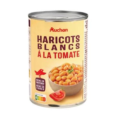 Auchan Haricots blancs à la tomate, 400g