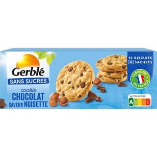 Gerblé Sans Sucres 12 Cookies aux pépites de Chocolat et Noisettes, 130g