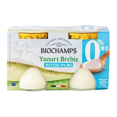 Biochamps Yaourt 0% bio au lait de brebis, 2x125g