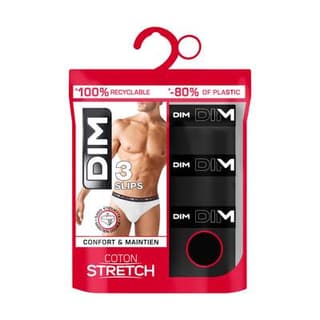 Dim Slips Coton Strech Noirs x3, Taille 3