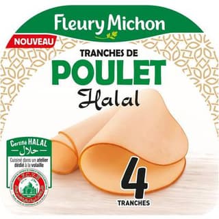 Fleury Michon Tranches de Poulet Halal, 4 tranches - 140g
