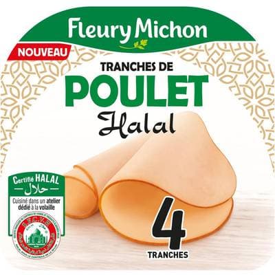 Fleury Michon Tranches de Poulet Halal, 4 tranches - 140g