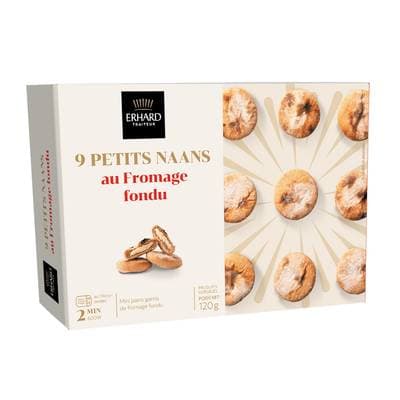 Erhard traiteur Petits naans au fromage fondu, 120g