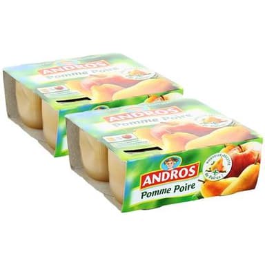 Andros Compote Pomme Poire, Lot de 2 - 4x100g