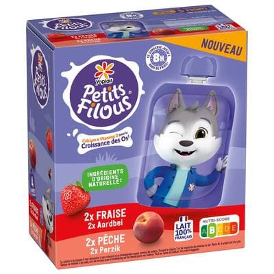 Petits Filous Yaourt brassé fraise, pêche, 4x85g