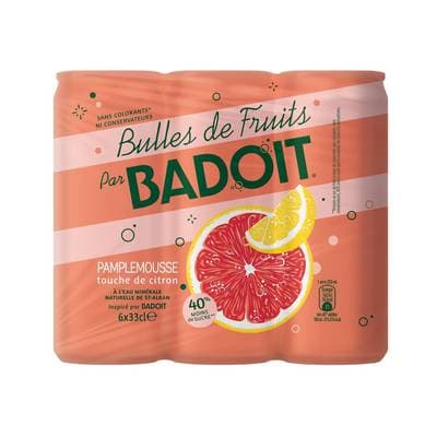 Badoit Bulles de Fruits Pamplemousse Touche de Citron, 6x33cl