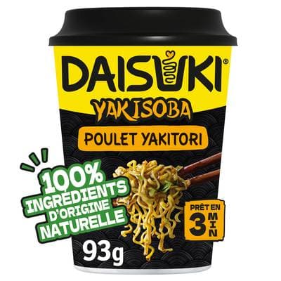 Daisuki Nouilles Instantanées Yakisoba Saveur Poulet Yakitori en cup, 93g