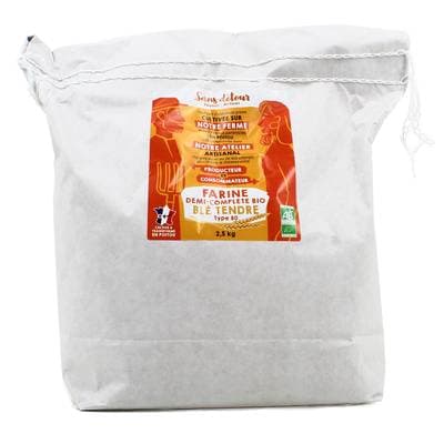 Sans Détour Farine bio demi-complète T80, Grand format 2,5KG