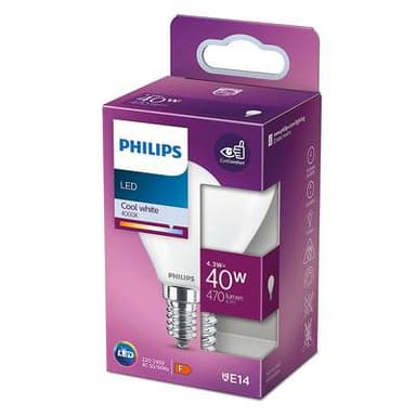 Philips Ampoule B22 - 4,3W Blanc Froid dépolie, B22  40W