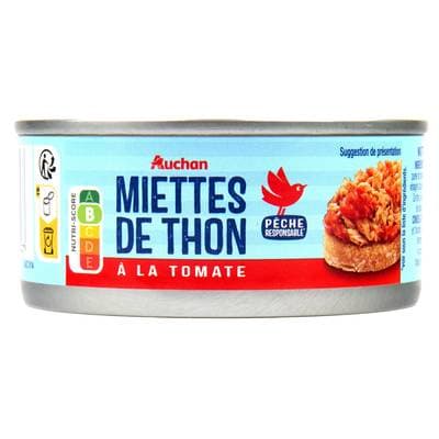 Auchan Miettes de thon à la tomate, 160g