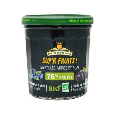Comtes de Provence Confiture myrtilles mûres et açai - Superfruits Bio, 350g