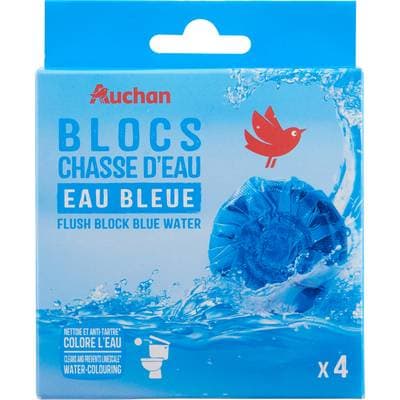 Auchan Blocs chasse d'eau eau bleue, 4 blocs