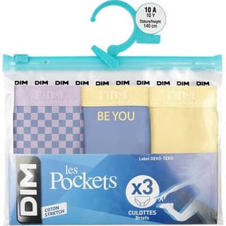 Dim Slip Pocket Coton x3, Taille 14 ans