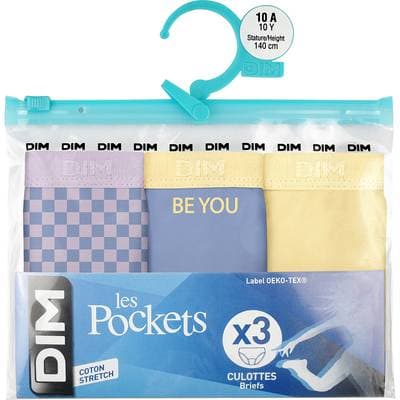 Dim Slip Pocket Coton x3, Taille 14 ans