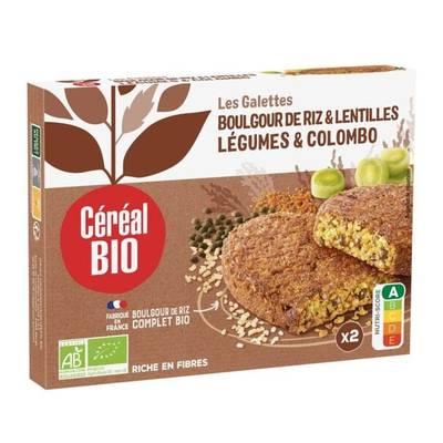 3175681104297 - Céréal Bio - 2 Galettes végétales boulgour de riz Légumes et épices colombo